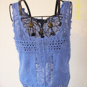 Derek Heart, Crochet, Medium, Tank Top, Blue